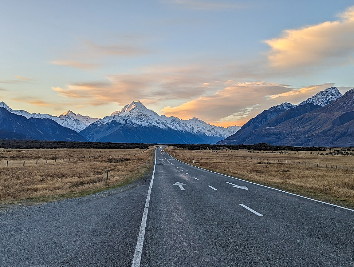 Road to Mount Cook National Park