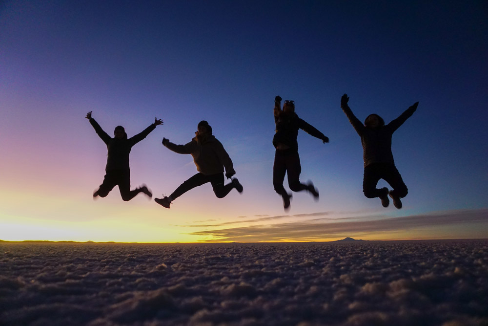 Sunset is a great time to get photos at Salar de Uyuni