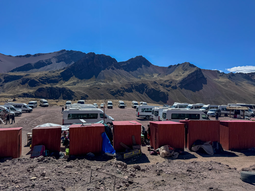 Rainbow Mountain is incredibly popular, there were endless shuttle vans