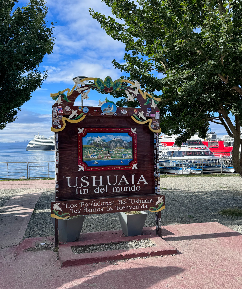 The End of the World sign is a famous attraction in Ushuaia