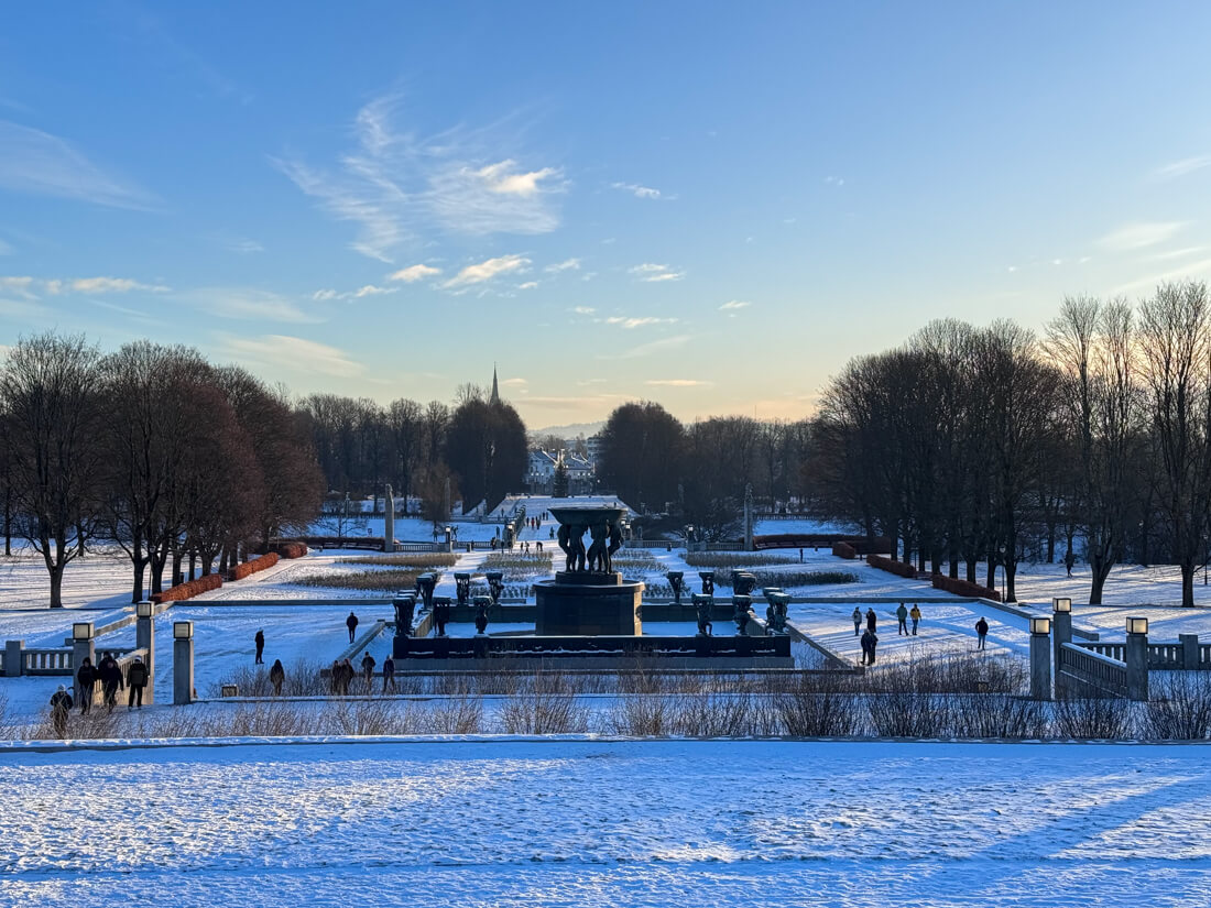 Vigeland Sculpture Park is one of the best places to visit in Oslo during winter