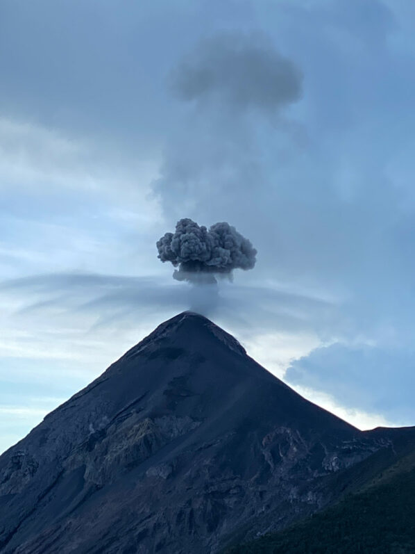 Acatenango Volcano Hike in Guatemala: Helpful Things to Know 12 Fuego erupting as we climbed Acatenango