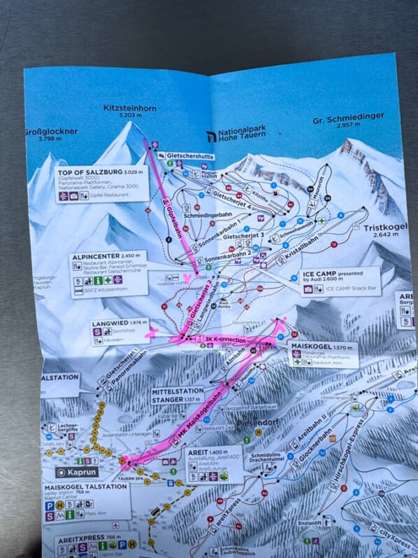 7 Epic Reasons to Visit the Top of Salzburg (Kitzsteinhorn) 4 THe Top of Salzburg ticket includes a map of the cable cars on Kitzsteinhorn