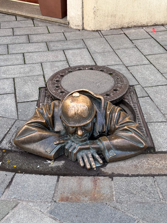 The Čumil (Man at Work) is a statue found in Bratislava