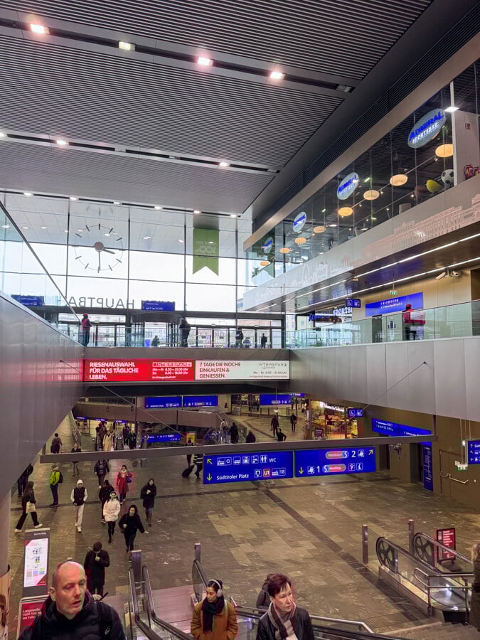 Trains from Vienna to Bratislava depart from Vienna Hauptbahnhof Central Train Station