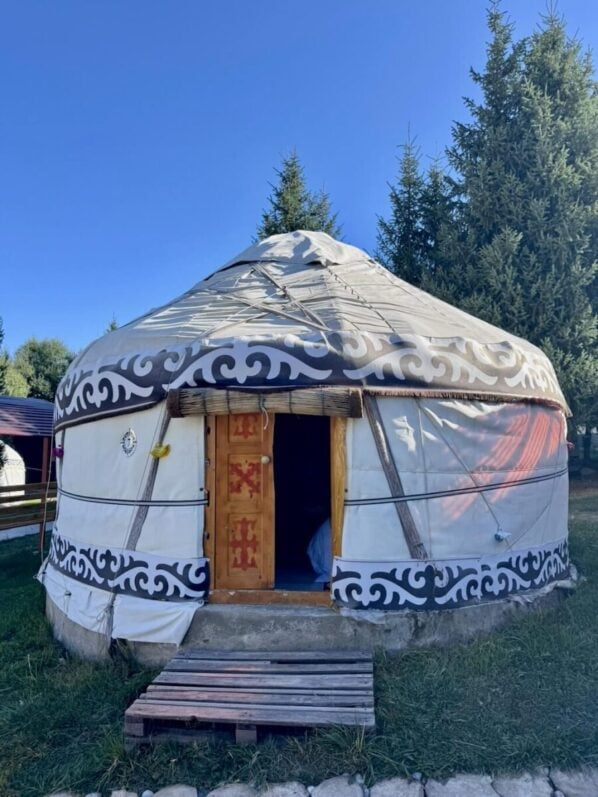 Traditional Kazakh yurt in the countryside