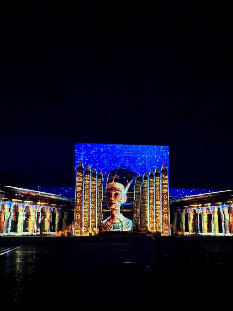 There is a light show in Registan Square in Samarkand